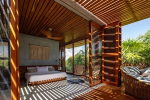 Casa Bautista Master bedroom with jacuzzi and private patios.